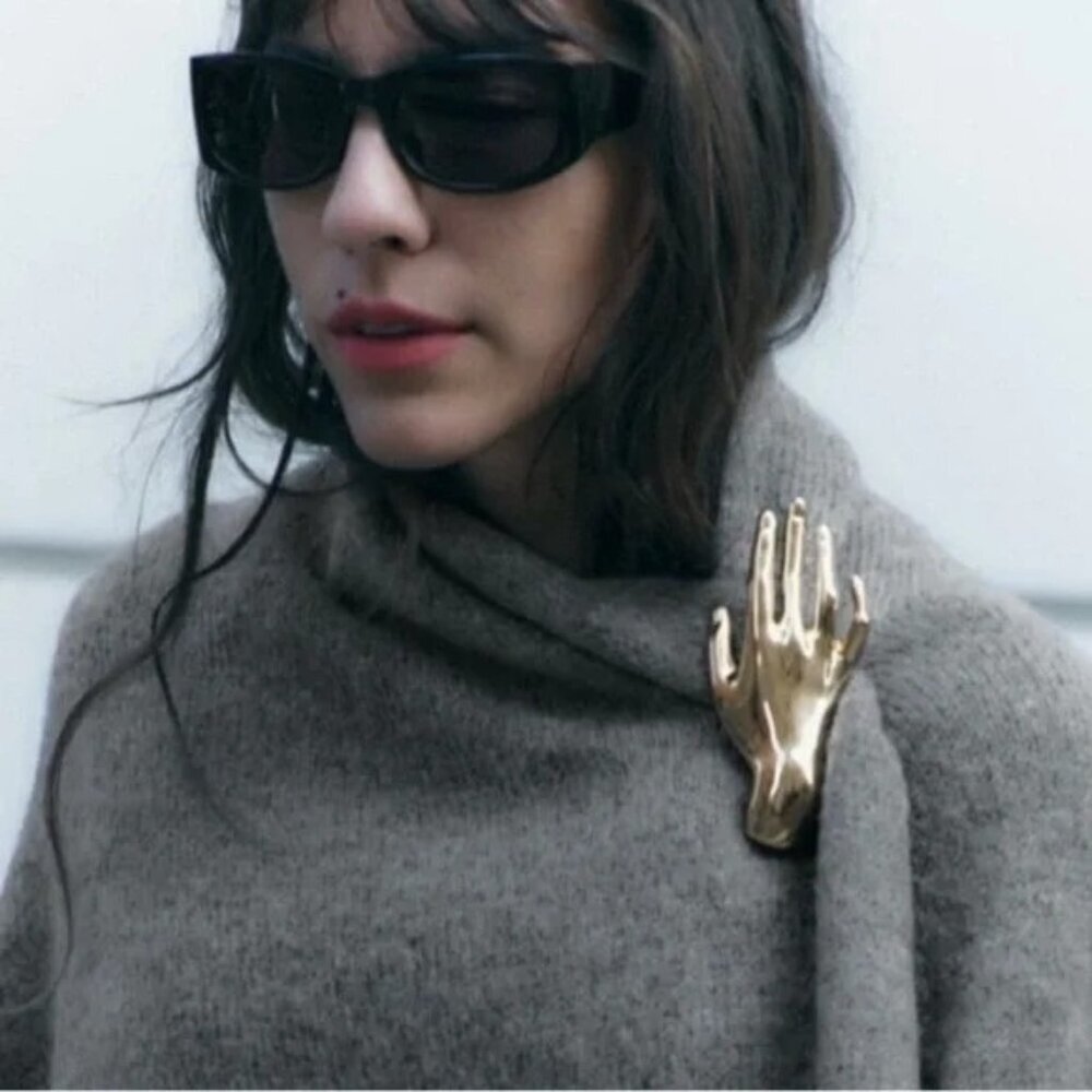Zara Goldtone Golden Figural Hand Brooch Pin 1856/375 NEW No TAGS